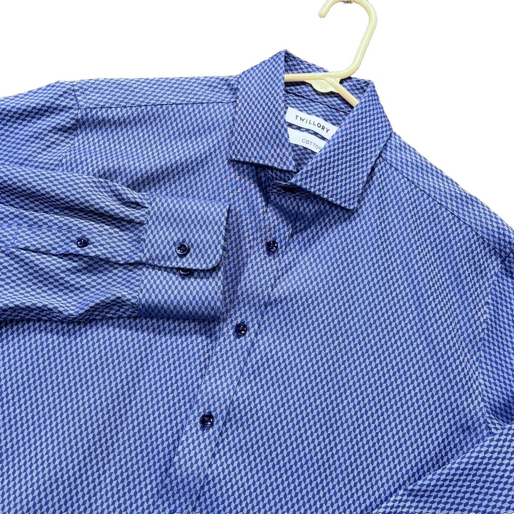 Twillory Men's Blue Geometric Dress Shirt